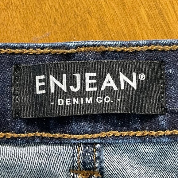 ENJEAN Women's Junior Dark Wash Distressed Skinny Leg‎ Denim Blue Jeans Sz 7 - Picture 2 of 10
